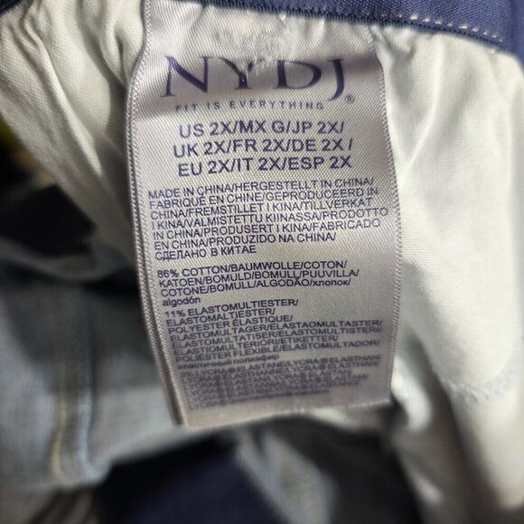 NYDJ Super Wide Leg Tummy Control Blue Denim Jeans Elastic Waist 2X - Picture 11 of 11